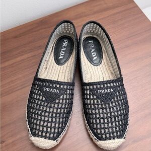 Prada Black and Cream Women's Espadrilles
